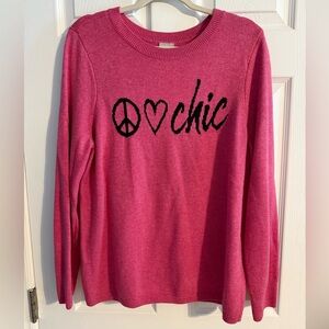 Chico’s “Peace Love Chic” Sweater – Size 2 (Large)